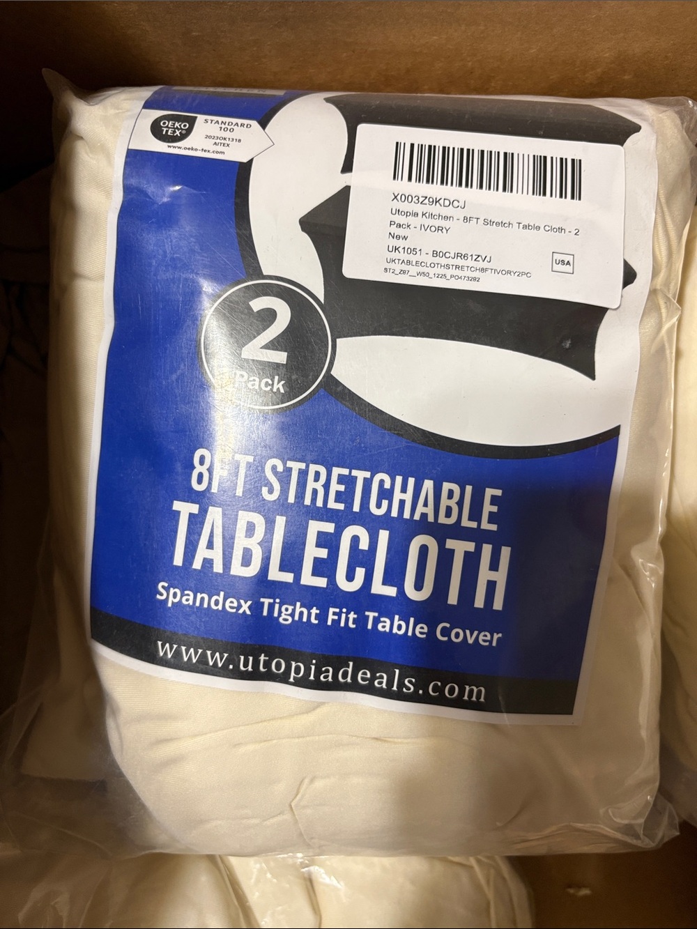 Utopia 8ft Stretchable Tablecloth - Ivory (2 Pack)